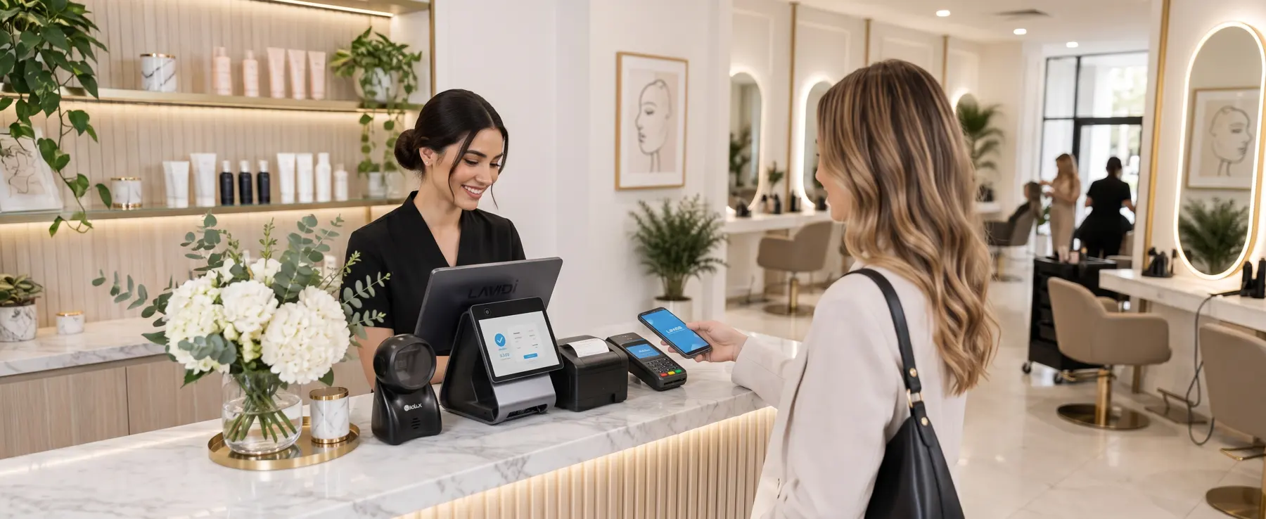 Cobro con equipo POS en un comercio